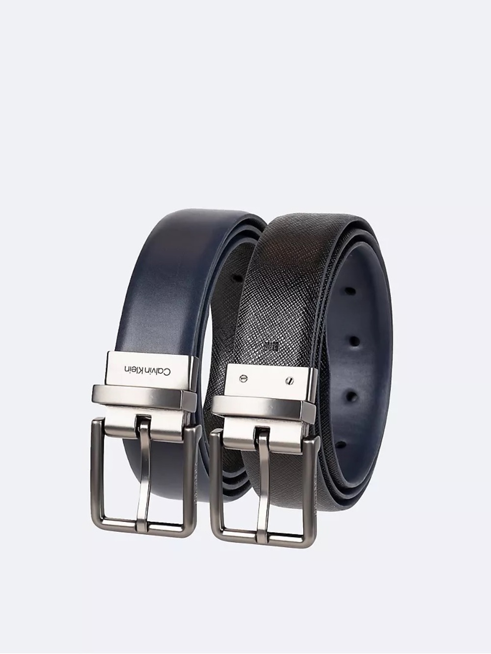 Calvin Klein Men’s Reversible Saffiano Leather Dress Belt Blue